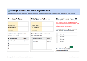 One Page Business Plan Back | Okinyo Mark